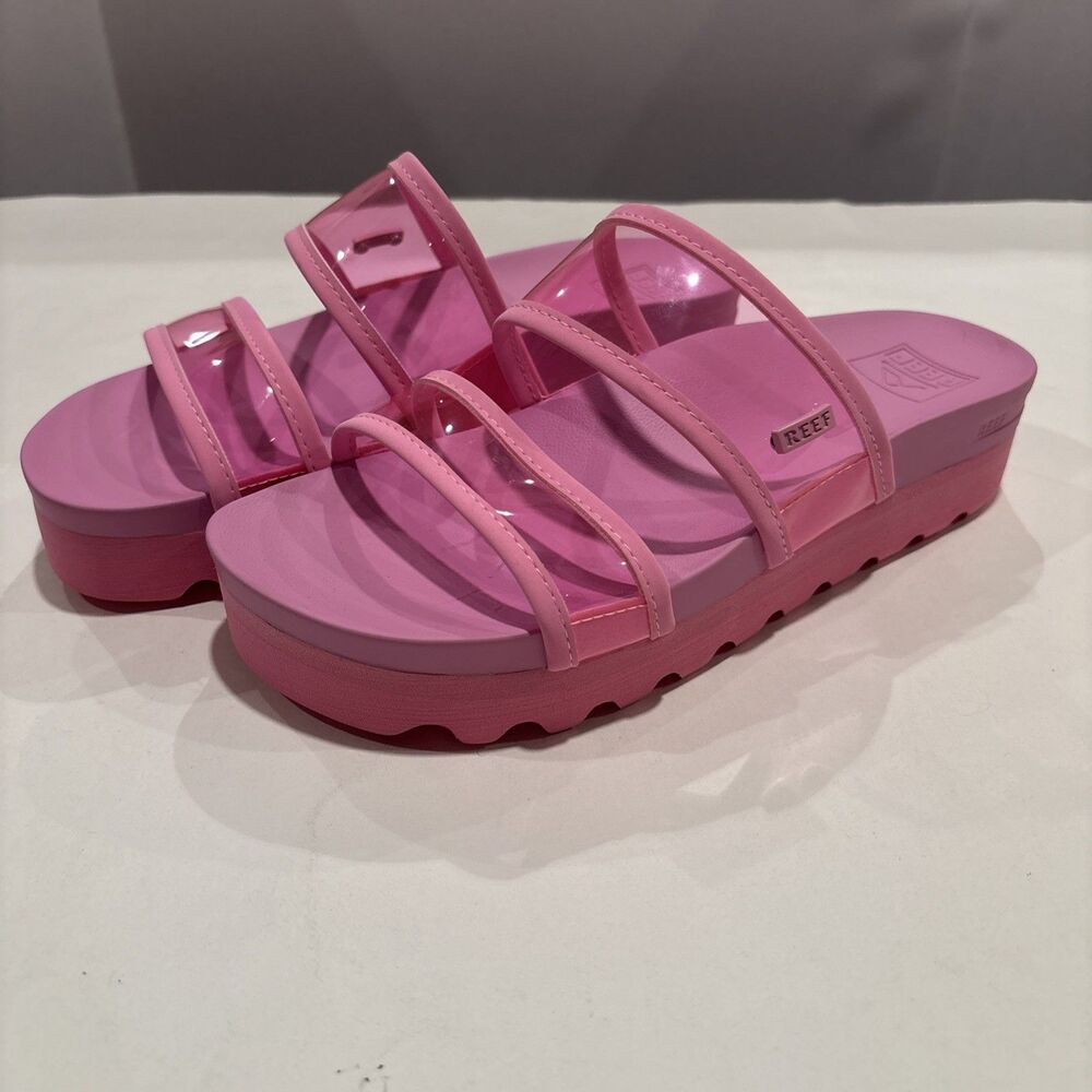 NEW Reef Womens Vista Hi Energy Light Neon Pink Size 7 Slides